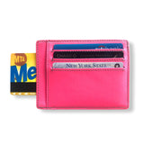 Leather Card Wallet | Neon Pink