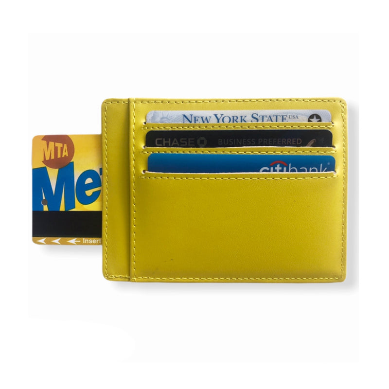 Leather Card Wallet | Neon Yellow
