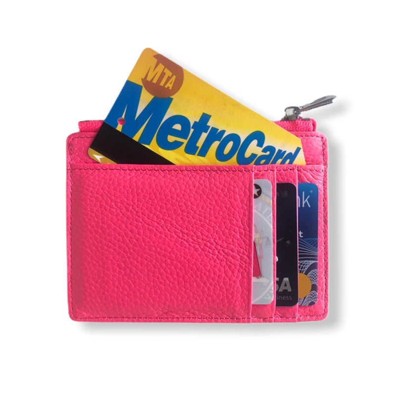 Leather Smart Wallet | Neon Pink