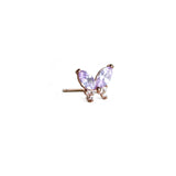 Lilac Butterfly Stud | 14K Rose Gold