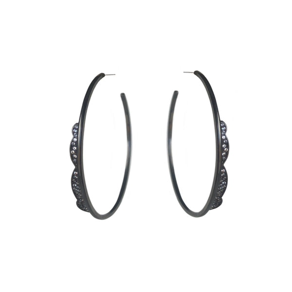 Black Lace hoop Earrings