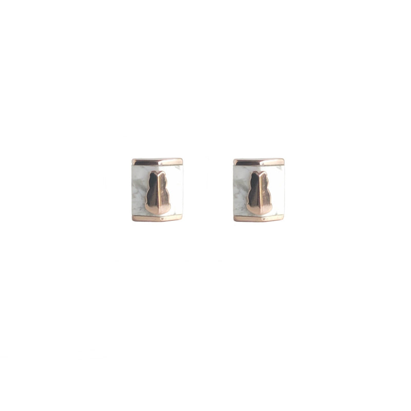 Bear in Square Marble Studs