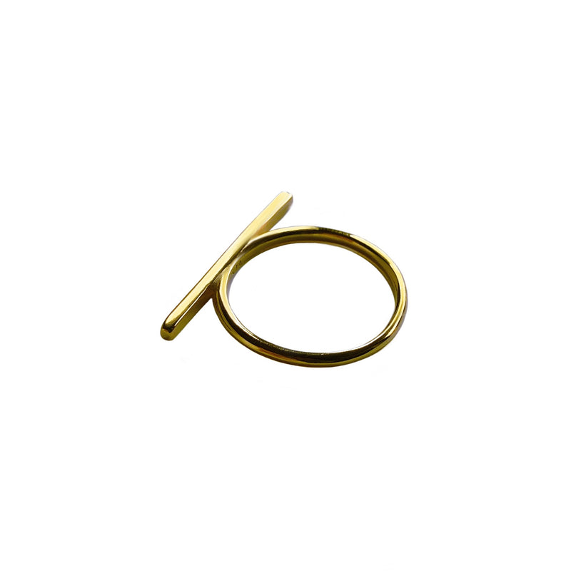 Goldum NYC Solid 14K Yellow Gold Bar Chain Ring With Sizing Bar