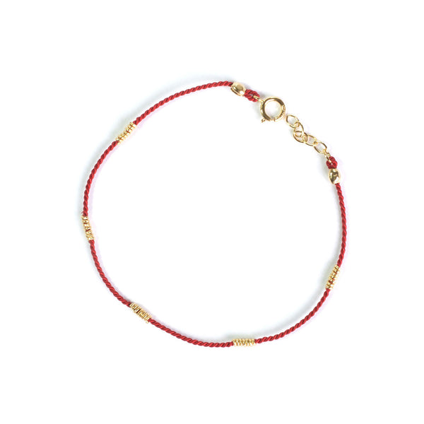 Wrapped Wire Silk Bracelet | Red, Gold